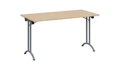 SLA 140 lak skládací jednací stůl 1394x700, deska 25 mm, podnož stříbrný lak, deska bříza světlá